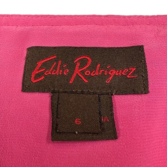 Eddie Rodriguez | Size 6 | Frilly Floral 100% Silk Crepe Layered Flutter Skirt - Picture 2 of 8